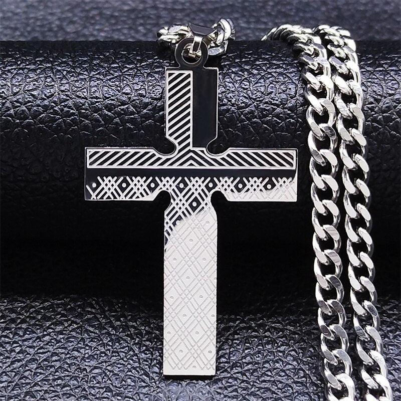 Blessed 2022 Fashion Punk Cross Stainless Steel Necklace Chain Women Gold Color Statement Necklace Jewelry collier homme N4278S05 - Freendeals Jewelry