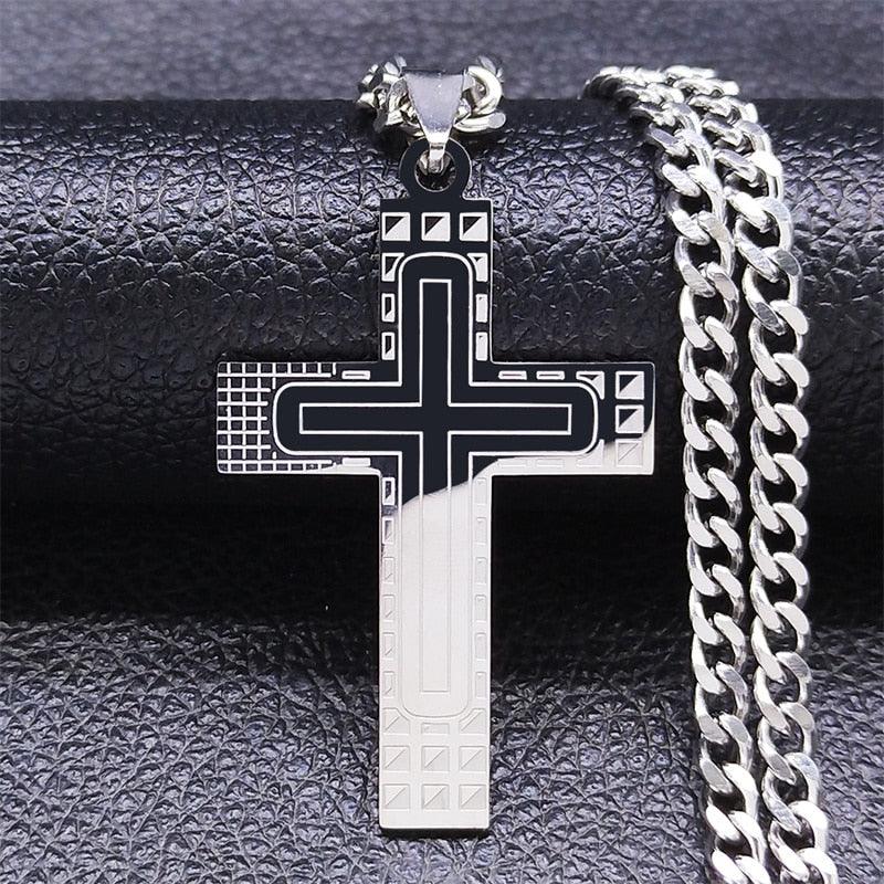 Blessed 2022 Fashion Punk Cross Stainless Steel Necklace Chain Women Gold Color Statement Necklace Jewelry collier homme N4278S05 - Freendeals Jewelry