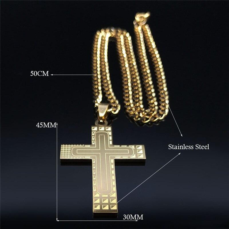 Blessed 2022 Fashion Punk Cross Stainless Steel Necklace Chain Women Gold Color Statement Necklace Jewelry collier homme N4278S05 - Freendeals Jewelry