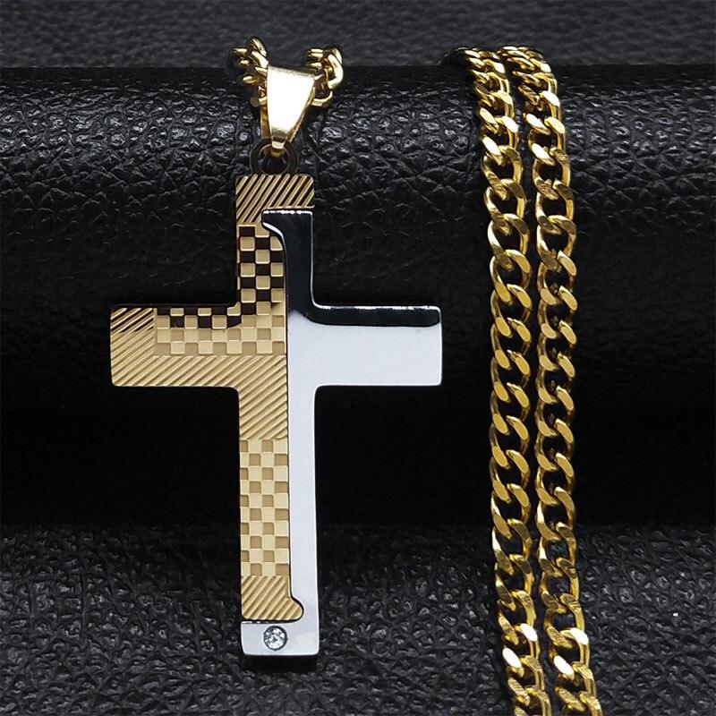 Blessed Hip Hop Kpop Christian Bible Cross Pendant Necklace Men Stainless Steel Crucifix Necklaces Jewelry Prayer Baptism Gifts N2024S05 - Freendeals Jewelry