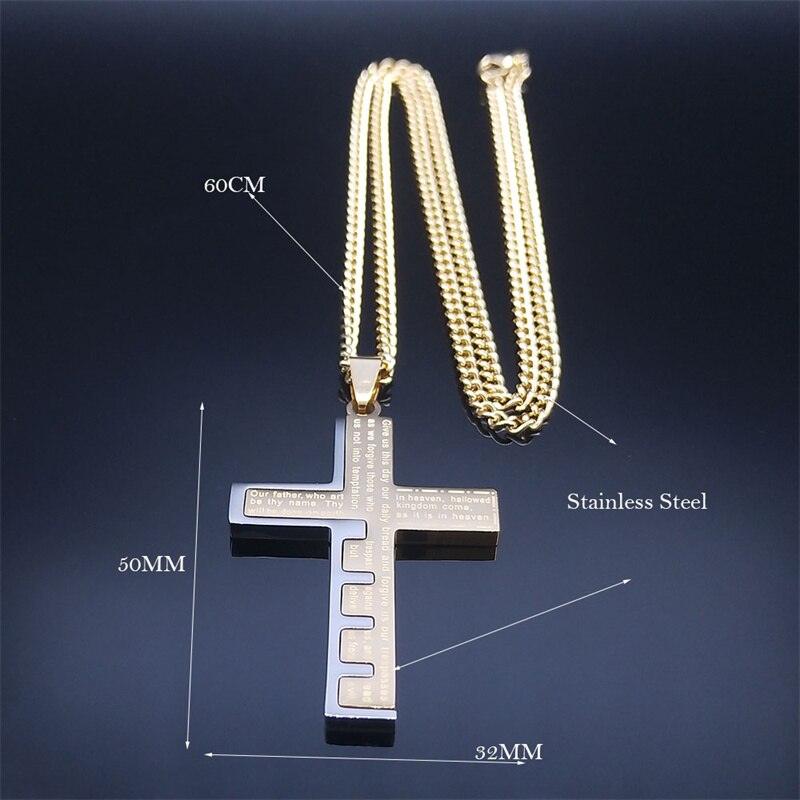 Blessed Hip Hop Kpop Christian Bible Cross Pendant Necklace Men Stainless Steel Crucifix Necklaces Jewelry Prayer Baptism Gifts N2024S05 - Freendeals Jewelry