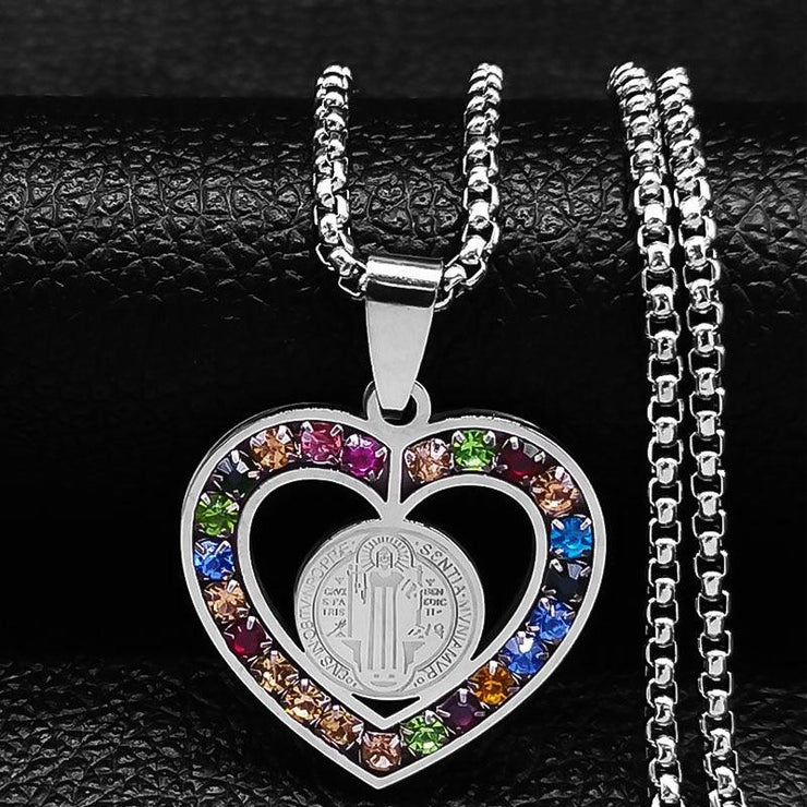 3pc Stainless Steel Blessed Cross Pendant Necklace Faith Letter