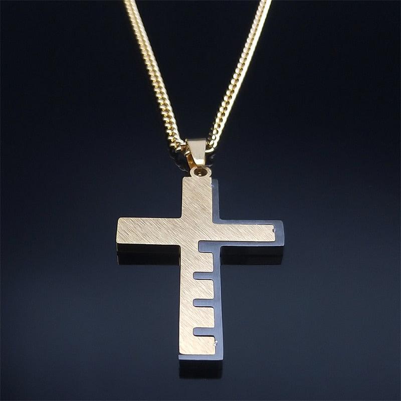 Blessed Hip Hop Kpop Christian Bible Cross Pendant Necklace Men Stainless Steel Crucifix Necklaces Jewelry Prayer Baptism Gifts N2024S05 - Freendeals Jewelry