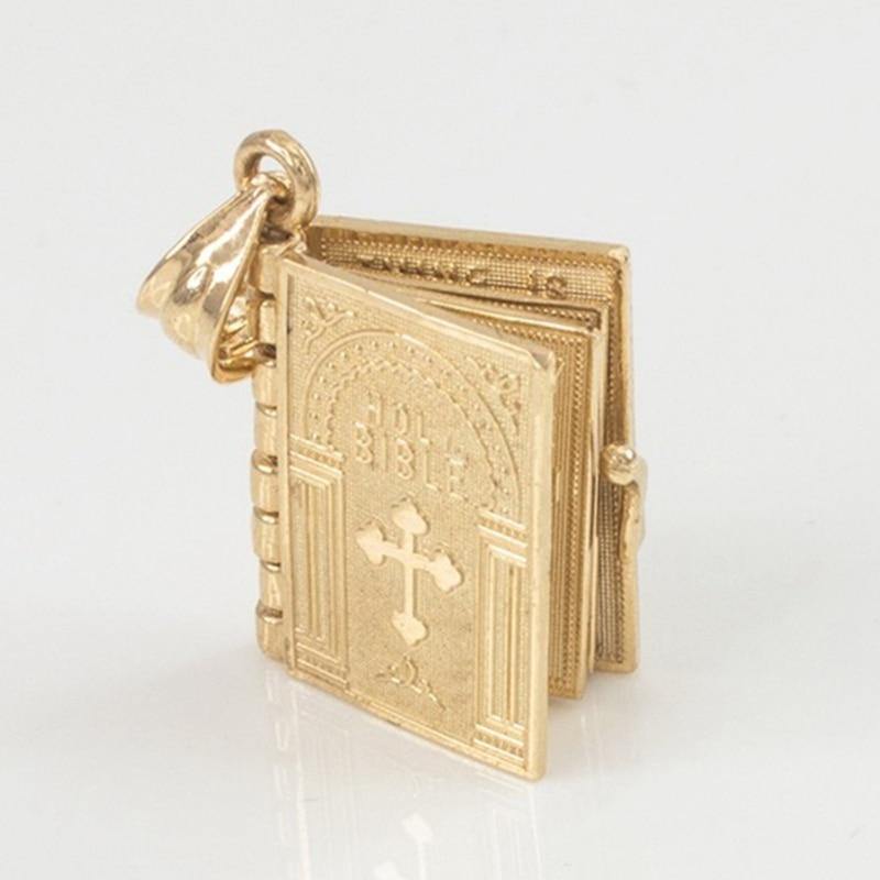 Gold Color Openable Holy Bible Book Pendant Necklaces - Freendeals Jewelry