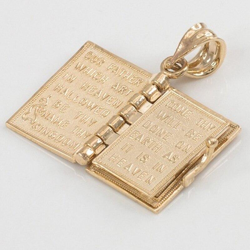 Gold Color Openable Holy Bible Book Pendant Necklaces - Freendeals Jewelry