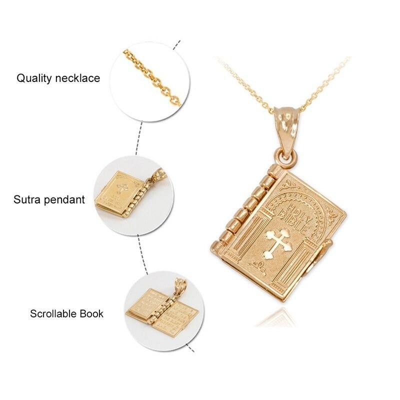 Gold Color Openable Holy Bible Book Pendant Necklaces - Freendeals Jewelry