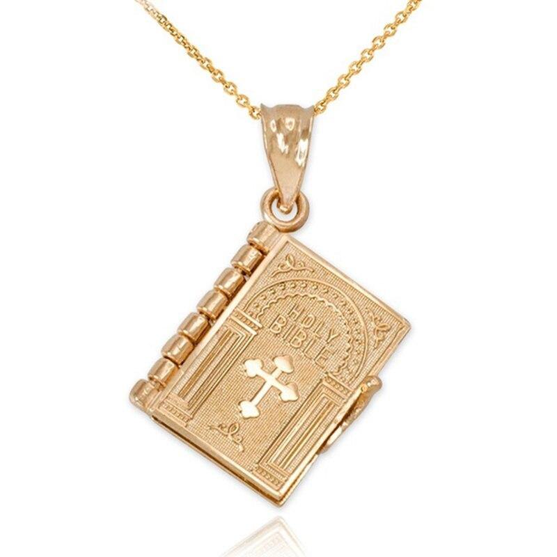 Gold Color Openable Holy Bible Book Pendant Necklaces - Freendeals Jewelry