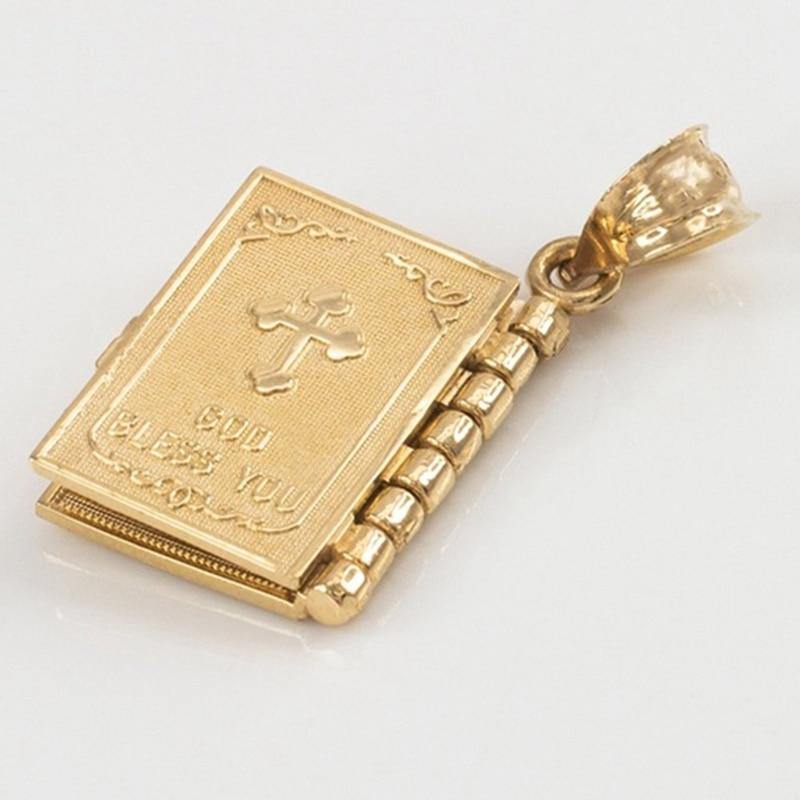 Gold Color Openable Holy Bible Book Pendant Necklaces - Freendeals Jewelry